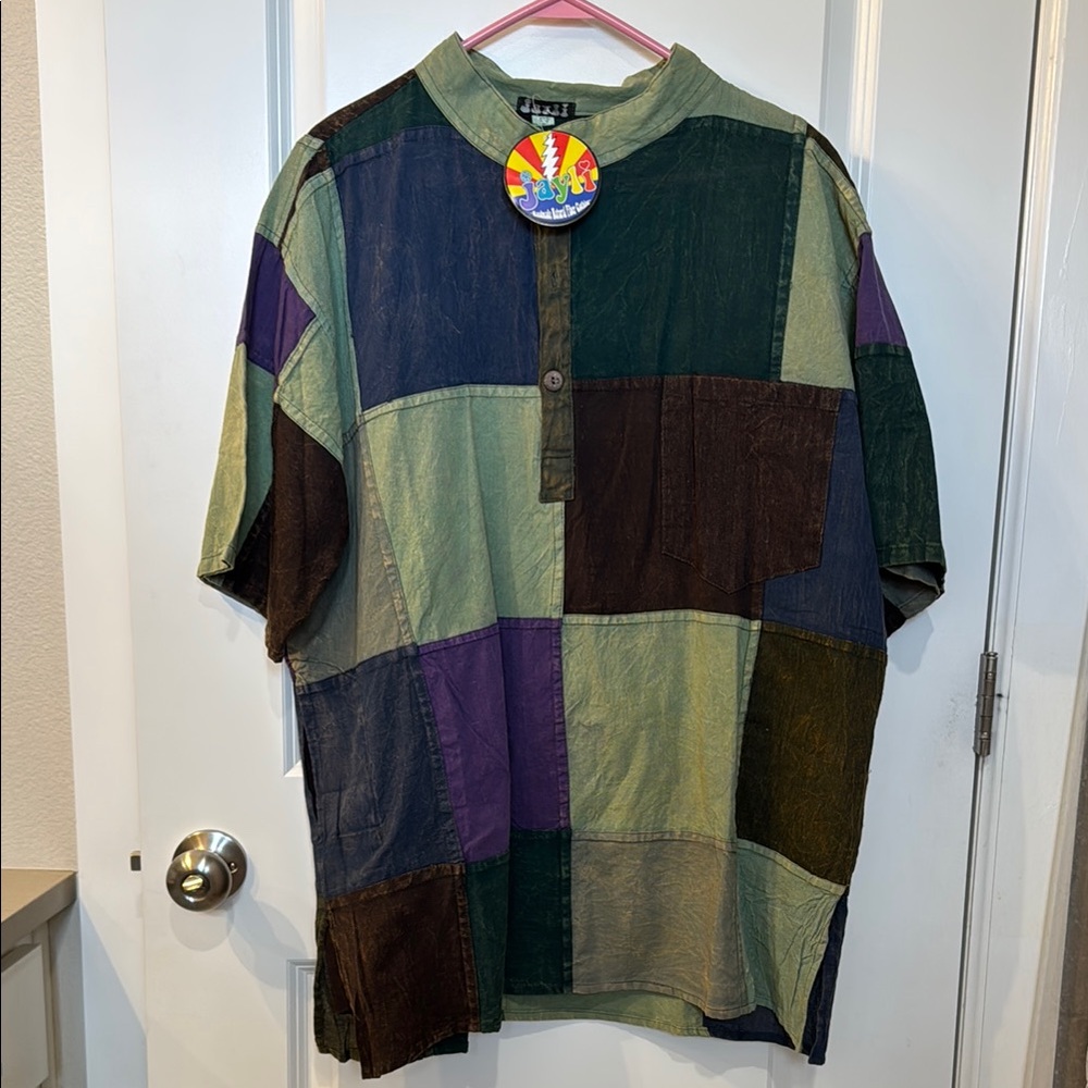 Men's New Jayli patchwork button up XL